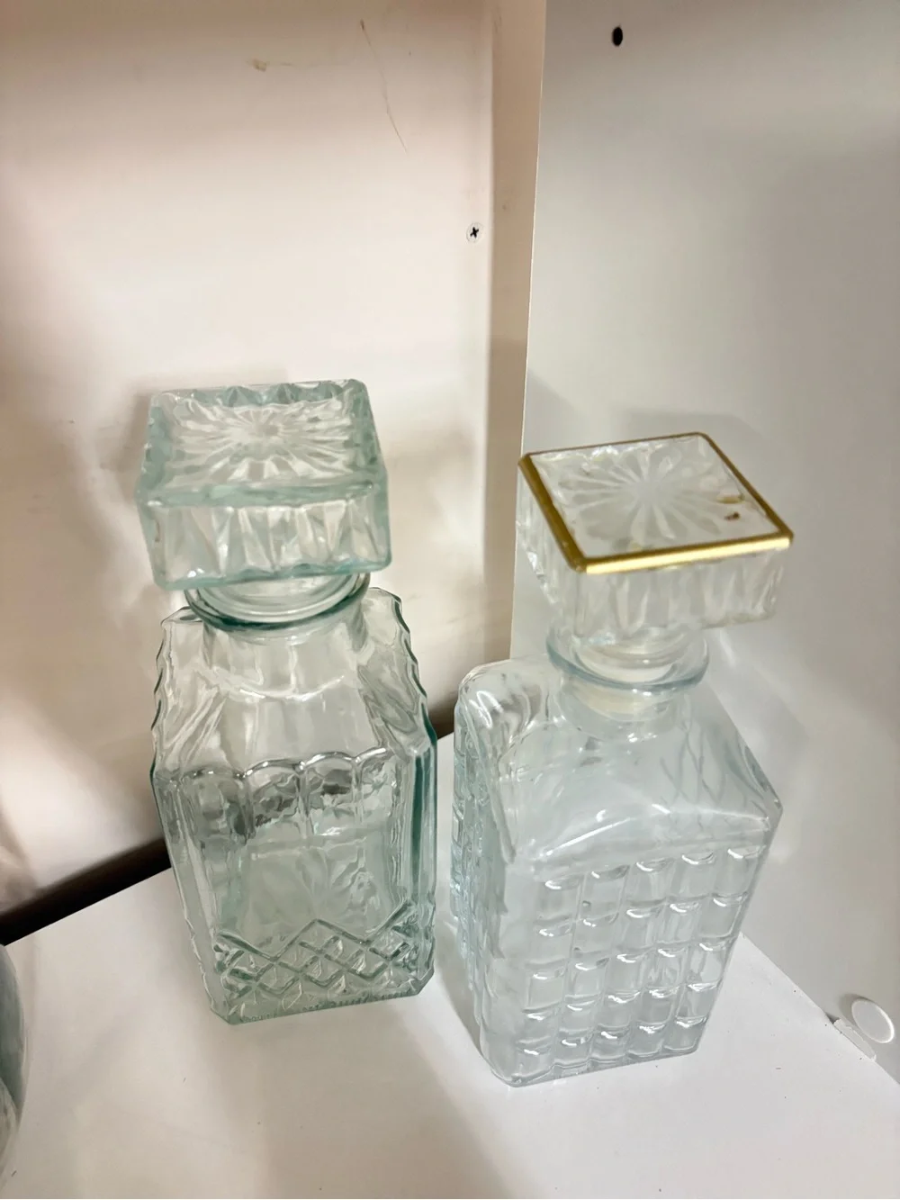 Vintage Clear Glass Decanter Pair